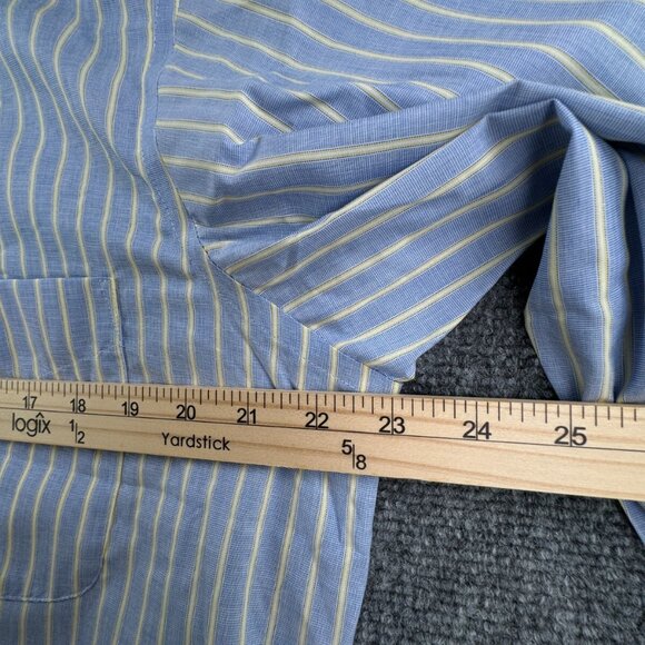 NWT Club Room Men’s 15.5 32/33 Striped Blue Yellow White Collar Button Up Shirt - Picture 5 of 13